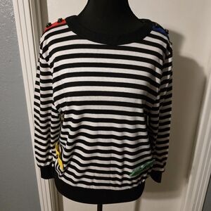 Peter Popovitch Black And White Stripped Long Sleeve Top